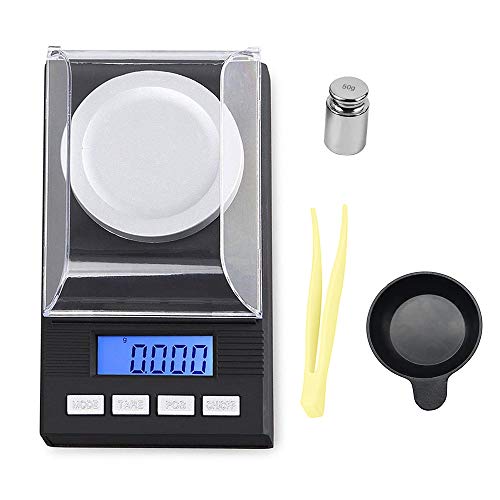 Forepin Digital Milligram Scale 50 X 0.001g, Mini LCD Digital Pocket Lab Weight Scale Reloading Jewelry Scale para Alimentación, Joyería y etc