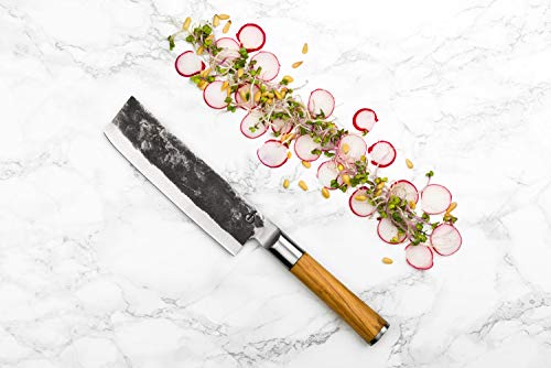 Forged cuchilla de oliva 17 cm, hecho a mano, en caja de madera