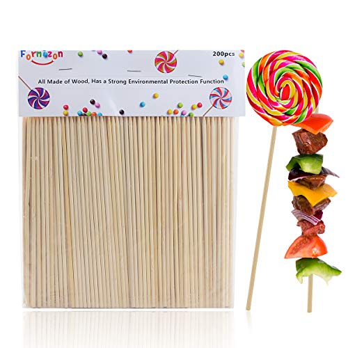 FORMIZON 200 Piezas Palos de Madera, Lollipop Sticks, 18cm Cake Pop Sticks, Palos Redondos para Magdalena, Dulces, Jalea, Parilla, Chocolate y DIY Proyectos Artesanías