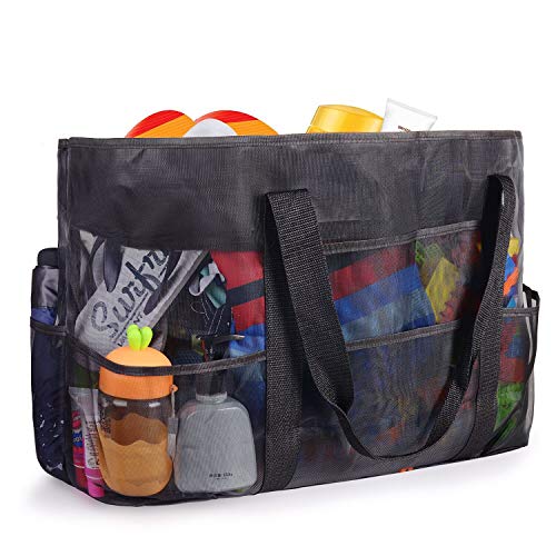 FORMIZON Bolsa Grande de Malla de Playa, Bolsas Compra Reutilizables para Almacenamiento Juguetes, Bolsa Plegable de Compras para Natación, Camping, Compras, Vacaciones Familiares, 70x45x18cm