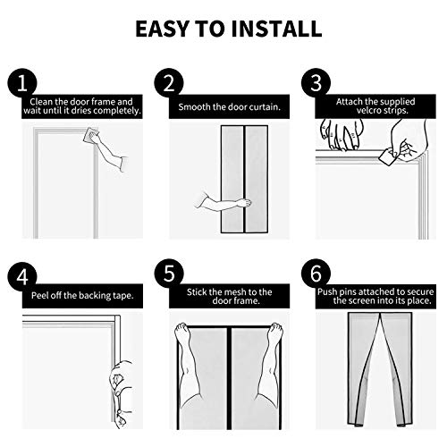 FORMIZON Cortina Mosquitera Magnética para Puertas, Anti Insectos Moscas y Mosquitos con Cinta de Botón de Nylon Adhesiva, Sala de Estar, Balcón, Puerta, Fácil de Montar sin Taladrar (90 * 210cm)