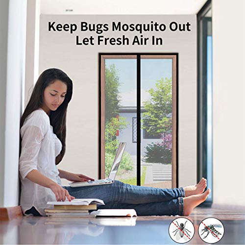 FORMIZON Cortina Mosquitera Magnética para Puertas, Anti Insectos Moscas y Mosquitos con Cinta de Botón de Nylon Adhesiva, Sala de Estar, Balcón, Puerta, Fácil de Montar sin Taladrar (90 * 210cm)