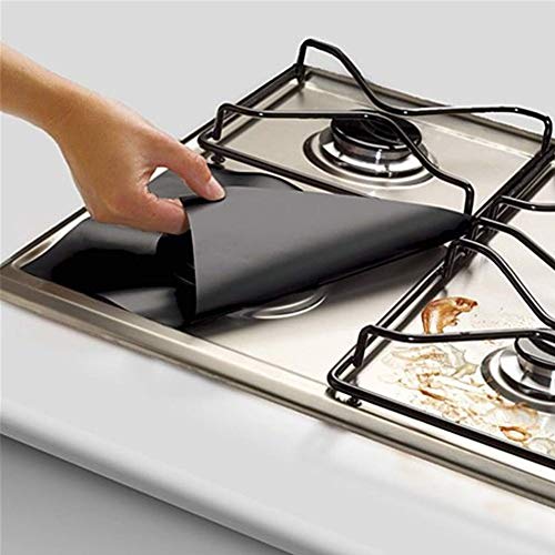 fortspang Cubiertas para quemadores de Gas Forros Protectores Juego de 12 Cubiertas para cocinas de teflón | Esteras de Gas Reutilizables | Aprobado por la FDA | 10.6"X 10.6" Doble Espesor