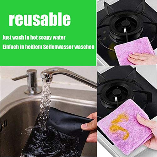 fortspang Cubiertas para quemadores de Gas Forros Protectores Juego de 12 Cubiertas para cocinas de teflón | Esteras de Gas Reutilizables | Aprobado por la FDA | 10.6"X 10.6" Doble Espesor