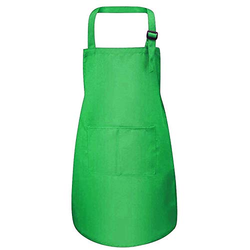 ForuMall Delantal con Peto de Bolsillo Delantero para niños Delantal para niños y niñas Delantal de Cocina Cocina para niños Delantal para niños Pintura para niños Cocina (Verde)