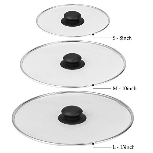 Fostoy Protector de Pantalla antisalpicaduras de Acero Inoxidable,Malla Fina Evita Las Salpicaduras para Muchas Ollas, Sartenes, Tapa a Prueba de Aceite