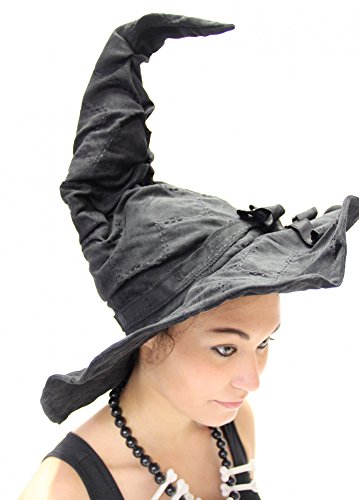 Foxxeo Gorro de Bruja deformable Negro con Parches