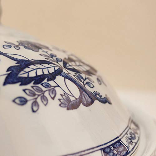 FranquiHOgar Sopera de Porcelana con Tapa, Bowl para sopas Clásica con Dibujos Azul | Churchill