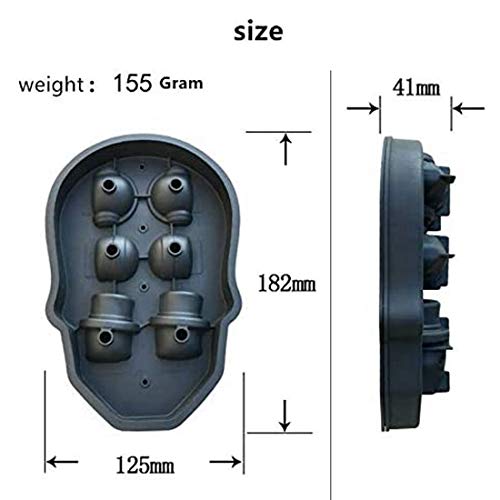 Fransande - Molde cuadrado de hielo de cráneo 3D, cuadrado de hielo de silicona flexible de CatéGorie Comestible Hès, apto para cócteles, Whisky y alcohol
