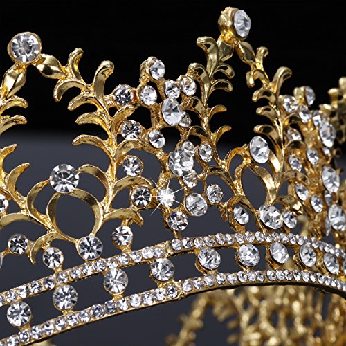 FRCOLOR Corona Princesa,Crystal Rhinestone nupcial reina Tiara para la fiesta de compromiso de la boda (oro)