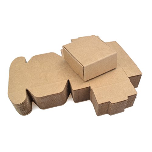 Freahap 50pcs Caja de Regalo Cuatro Tamaños Cajas de Papel Kraft para Jabón Cajas de Pastel Envoltura de Postre S