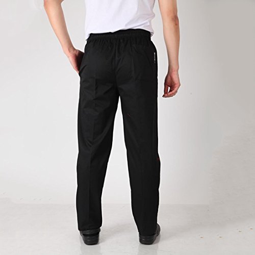 Freahap Trabaja Pantalones Pantalones de Chef Pantalones para camanero Negro Elástico L