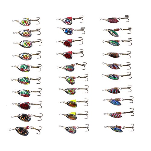 Free Fisher-30pcs Spinner Set Cucharillas Pesca para Lucio Perca Trucha