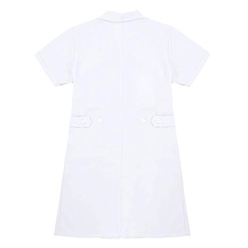 Freebily Uniforme Sanitario Mujer Blanco/Rosa/Azul Talla Grande Disfraz de Enfermera Casaca Bata Laboral de Trabajo Veterinaria Hostelería Blanco Large