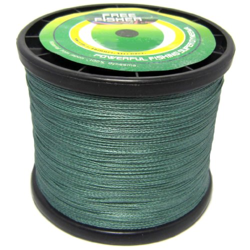 Freefisher - Sedal trenzado de pesca, 100% polietileno, 1000 m, 0,08 - 0,5 mm, para pesca en agua salada o dulce, verde, 0.3# 0.08mm 4kg 8lb