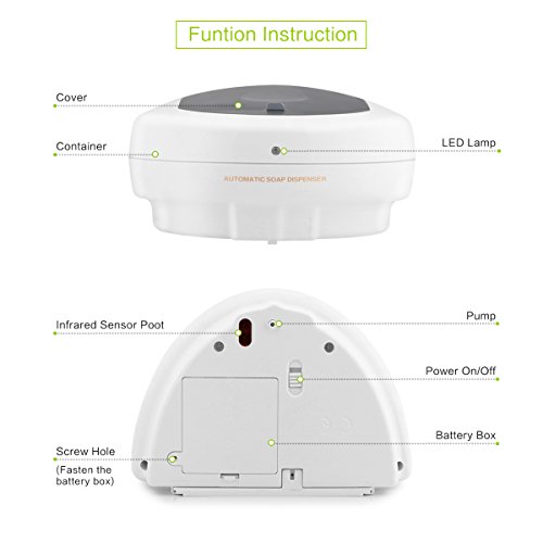 FreeLeben Automático Dispensador De Jabón, De Montaje En Pared 500 Ml De Movimiento del IR del Sensor Sin Contacto Dispensador De Jabón Líquido para El Baño, Cocina, Oficina, Hotel