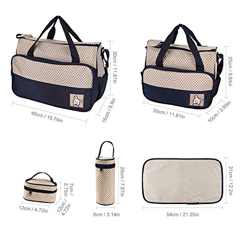 FREESOO Set 5 kits Bolsa de Mama para Bebe Biberon Cambiador de Pañales Bolsa Hospital Maternidad Bolso de Pañales Bebé para Viaje Carro Carrito Biberón Colchoneta Comida Multifunción Gran Capacidad