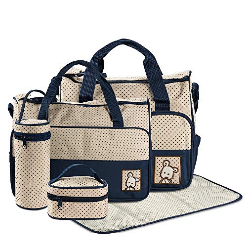 FREESOO Set 5 kits Bolsa de Mama para Bebe Biberon Cambiador de Pañales Bolsa Hospital Maternidad Bolso de Pañales Bebé para Viaje Carro Carrito Biberón Colchoneta Comida Multifunción Gran Capacidad