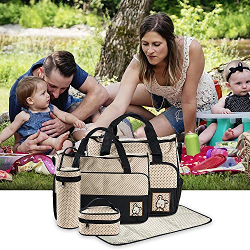 FREESOO Set 5 kits Bolsa de Mama para Bebe Biberon Cambiador de Pañales Bolsa Hospital Maternidad Bolso de Pañales Bebé para Viaje Carro Carrito Biberón Colchoneta Comida Multifunción Gran Capacidad