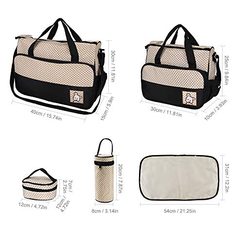 FREESOO Set 5 kits Bolsa de Mama para Bebe Biberon Cambiador de Pañales Bolsa Hospital Maternidad Bolso de Pañales Bebé para Viaje Carro Carrito Biberón Colchoneta Comida Multifunción Gran Capacidad