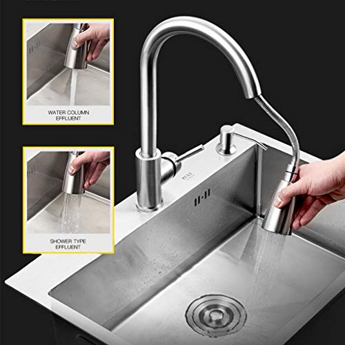 Fregadero de la Cocina del Acero Inoxidable 304 Solo Undermount Hecho a Mano Cepillado Drenador de Dibujo sin Costura Fregaderos Grandes Platos de Lavado 11.4 (Size : 630X450cm)