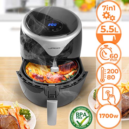 Freidora de aire - 1700 W, Capacidad de 5.5 l, Pantalla LED con Pantalla Táctil, Control de Temperatura Ajustable y Temporizador de 60 minutos, 7 Preajustes de Cocción - Electrodomésticos de Cocina