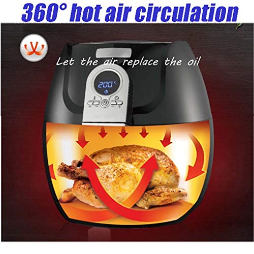 Freidora de aire sin aceite, Freidora de aire, Inteligente Fryer, Test"bueno", libre de aceite frito, 3,2 litros de capacidad, 1400 Watts, fácil de limpiar, Negro