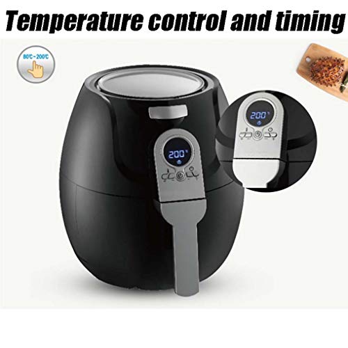 Freidora de aire sin aceite, Freidora de aire, Inteligente Fryer, Test"bueno", libre de aceite frito, 3,2 litros de capacidad, 1400 Watts, fácil de limpiar, Negro