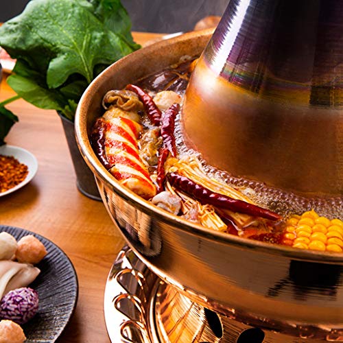 Freidoras Fondue Olla De Cazuela para Vitrocerámica Y Horno Cocina Olla Caliente De Metal Enchufe De Carbón 2 Formas De Calentar Vajilla De Cobre para Ollas Calientes Domésticas Artesanía Tradicional