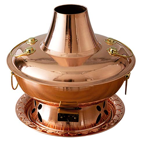 Freidoras Fondue Olla De Cazuela para Vitrocerámica Y Horno Cocina Olla Caliente De Metal Enchufe De Carbón 2 Formas De Calentar Vajilla De Cobre para Ollas Calientes Domésticas Artesanía Tradicional