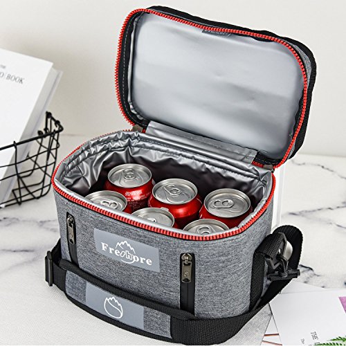 Fresho Insulated Lunch Kit Tote Slim Box Bolsas pequeñas para mujeres/hombres 丨 Compact Storage Comidas Contenedores Ice Pack - Crossbody con correa de hombro ajustable (gris oscuro)