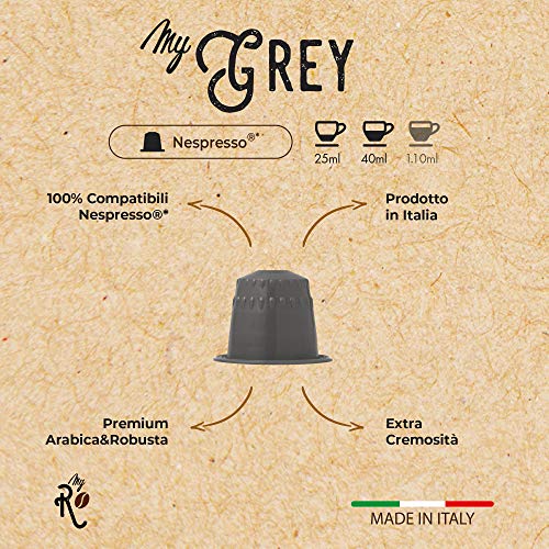 FRHOME - 100 Cápsulas de Café compatibles Nespresso sabor Café MyGrey - 100% Arabica - MyRistretto