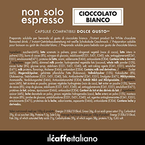 FRHOME - 48 Cápsulas compatibles Nescafé Dolce Gusto - Chocolate Blanco - Il Caffè Italiano