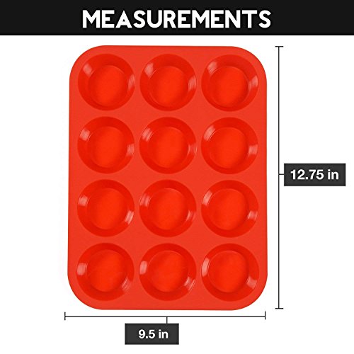 Frmarche Molde Magdalenas Silicona Molde Muffins Rojo para Pasteles Antiadherente Apto para Lavavajillas Y Microondas