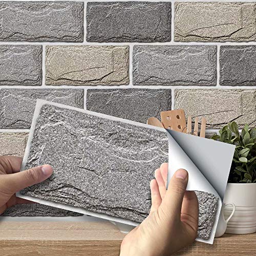 Frolahouse - Adhesivo de pared de ladrillo americano resistente al calor para azulejos de vinilo para cocina, pared, escaleras, muebles, escaleras, decoración del hogar, 20x10cm 9pcs