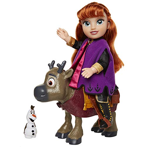 Frozen 2- Disney Muñeca Princesa Anna con Figuras de Olaf y el Reno Sven de Frozen II Set, Color replicas de la película, Talla Única (Glop Games 207164)