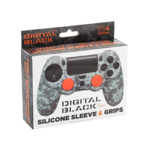 FR·TEC - Funda camuflaje de silicona Digital Black para el mando Dualshock 4 + Grips - PS4