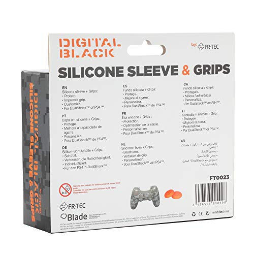 FR·TEC - Funda camuflaje de silicona Digital Black para el mando Dualshock 4 + Grips - PS4