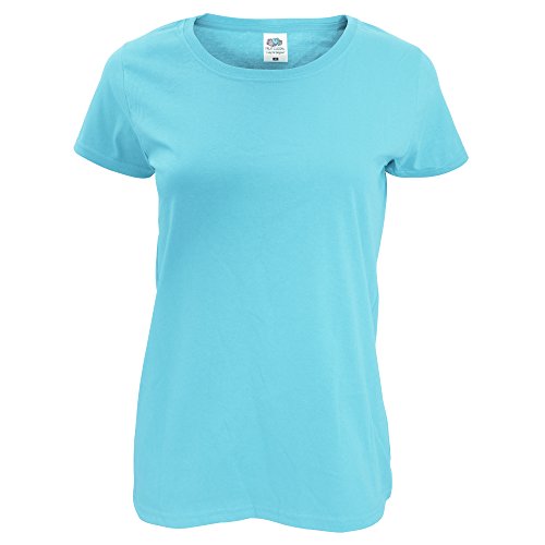 Fruit of the Loom - Camiseta de Manga Corta Ajustada Modelo Lady-Fit Original para Mujer (XS) (Azul Cielo)