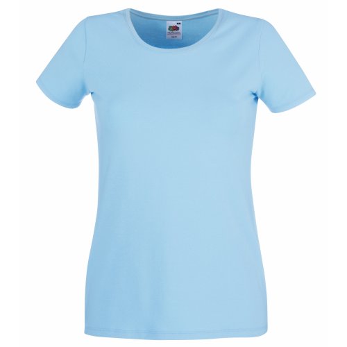 Fruit of the Loom- Camiseta de Manga Corta para Mujer (XS) (Azul Cielo)