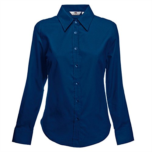 Fruit Of The Loom Lady-Fit Oxford Blusa, Manga larga - algodón, Oxford Gris, 70% algodón 70% algodón 30%poliéster. talla del vestido 70% algodón 30%poliéster.\n talla del vestido 30% poliéster, womens, XX-Large