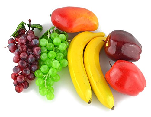 Frutas artificiales para decoración de hogar, mezcla de manzana, plátano, cerezas, mango y uvas