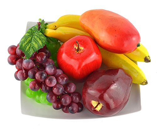 Frutas artificiales para decoración de hogar, mezcla de manzana, plátano, cerezas, mango y uvas