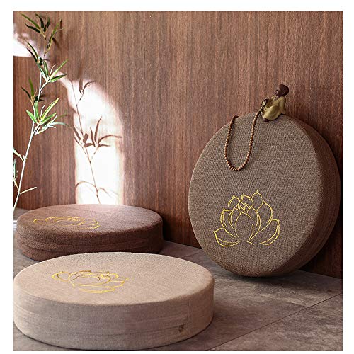 FRYH Meditación Yoga Zen - Altura 10 Cm - Relleno De Espelta - Cubierta En Algodon Lavable- Cojin Suelo Redondo - Meditation Cushion,50cmInDiameter