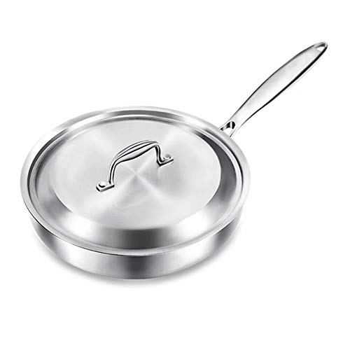 Frying pan Sartén Antiadherente Duradera De Acero Inoxidable 316 Sartén, para Cocina De Inducción, Estufa De Gas Y Estufa Eléctrica De Cerámica, Etc.con Tapa De Acero Inoxidable (Diámetro: 28 Cm)