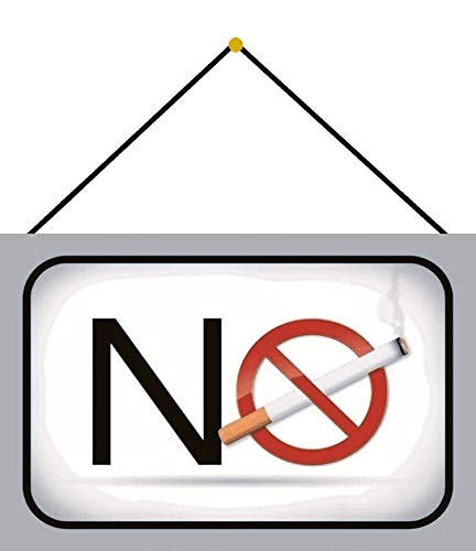 FS No Smoking - Cartel de chapa (20 x 30 cm, con cordel), diseño de prohibido fumar