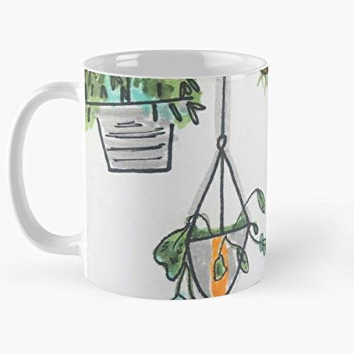 Fsgdesgin9s Greenery Faith Stickers Dorm Plants Watercolor Lisa Leaves Spann Ruchti La Mejor Taza de café de cerámica Blanca de 11 oz