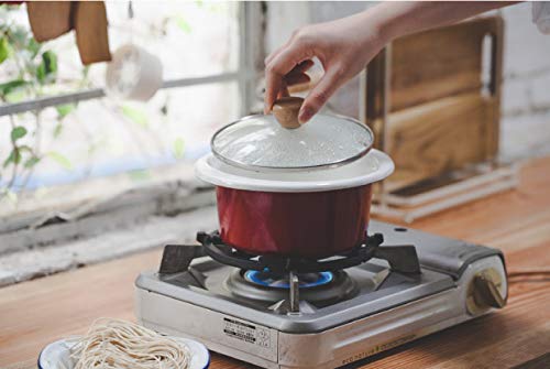 FSHB Engrosamiento Esmalte japonés suplemento para Alimentos para bebés sartén pequeña Sopa de Fideos estofado de Leche Olla de Gas Horno General electromagnético, Rojo