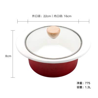 FSHB Engrosamiento Esmalte japonés suplemento para Alimentos para bebés sartén pequeña Sopa de Fideos estofado de Leche Olla de Gas Horno General electromagnético, Rojo