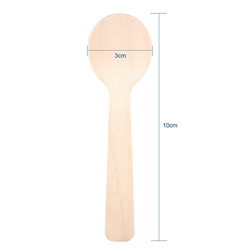 FTVOGUE 100 unids Desechables Cucharas De Madera Helado Té Postre Cuchara 10 cm Cubiertos Cubiertos Suministros para el Hogar Restaurantes Tienda Fiesta